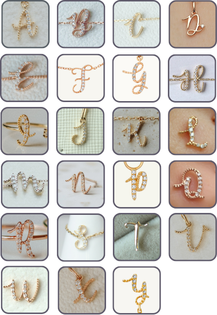 Audrey钻石大写字母链戒