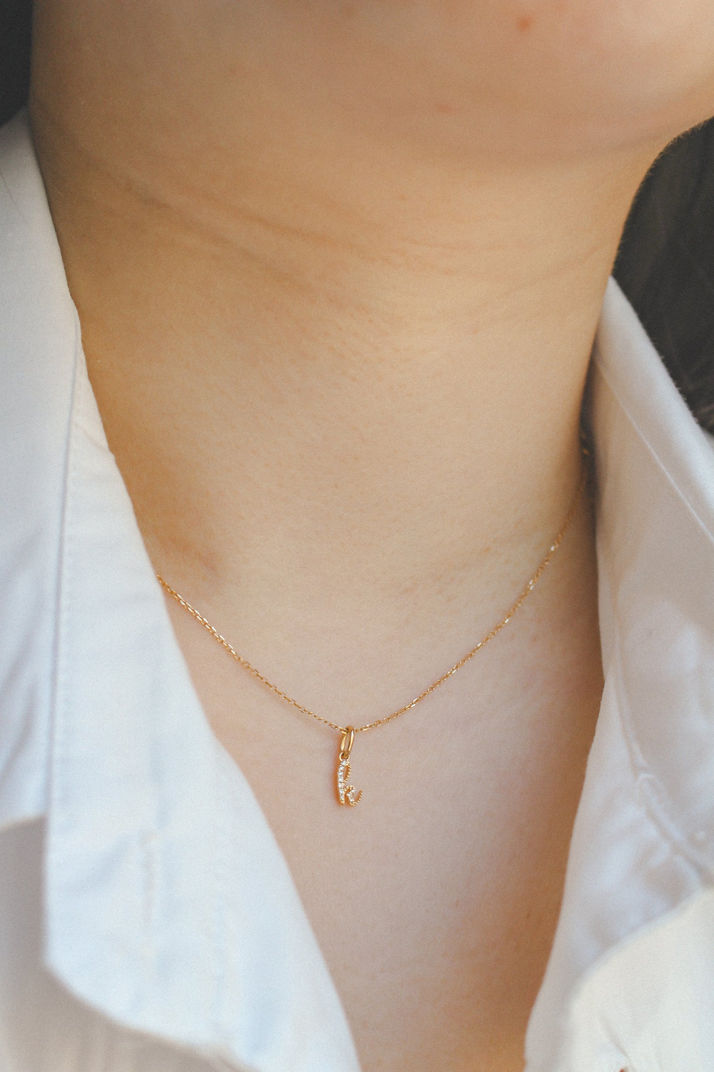 Avery Diamond Initial Pendant (Small)