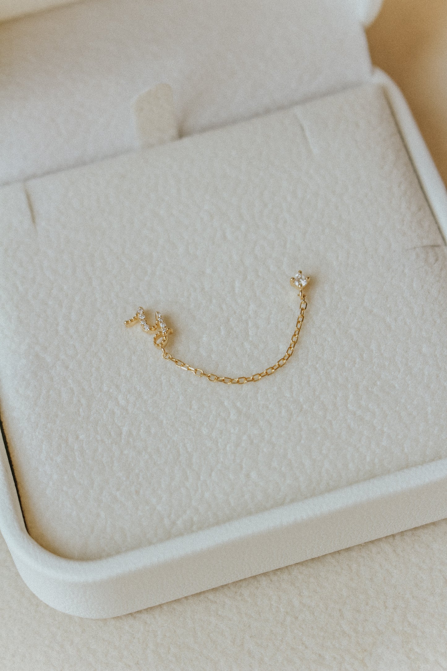 Audrey Diamond Initial Double Piercing Chain Earring