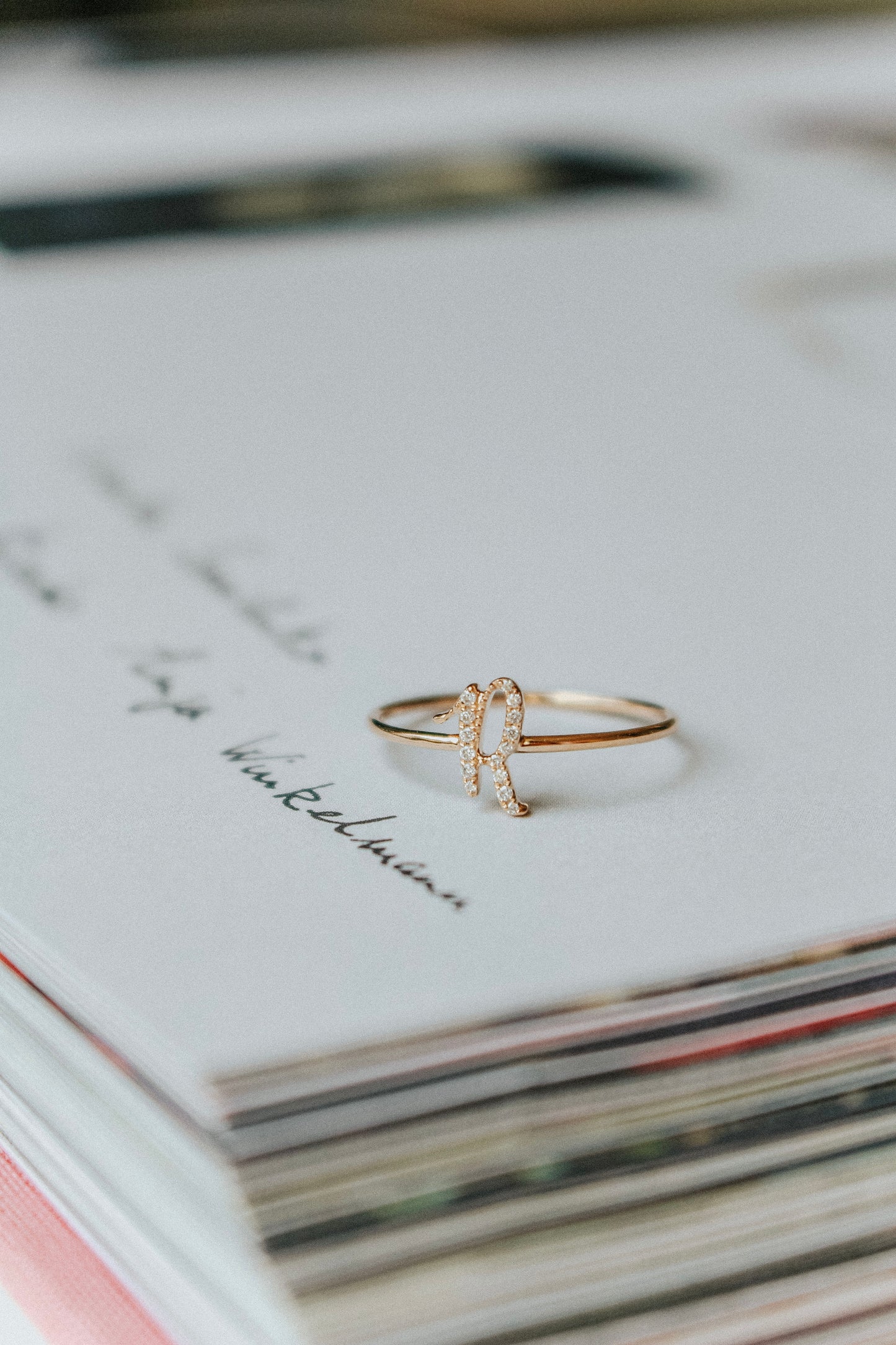 Audrey Diamond Initial Ring