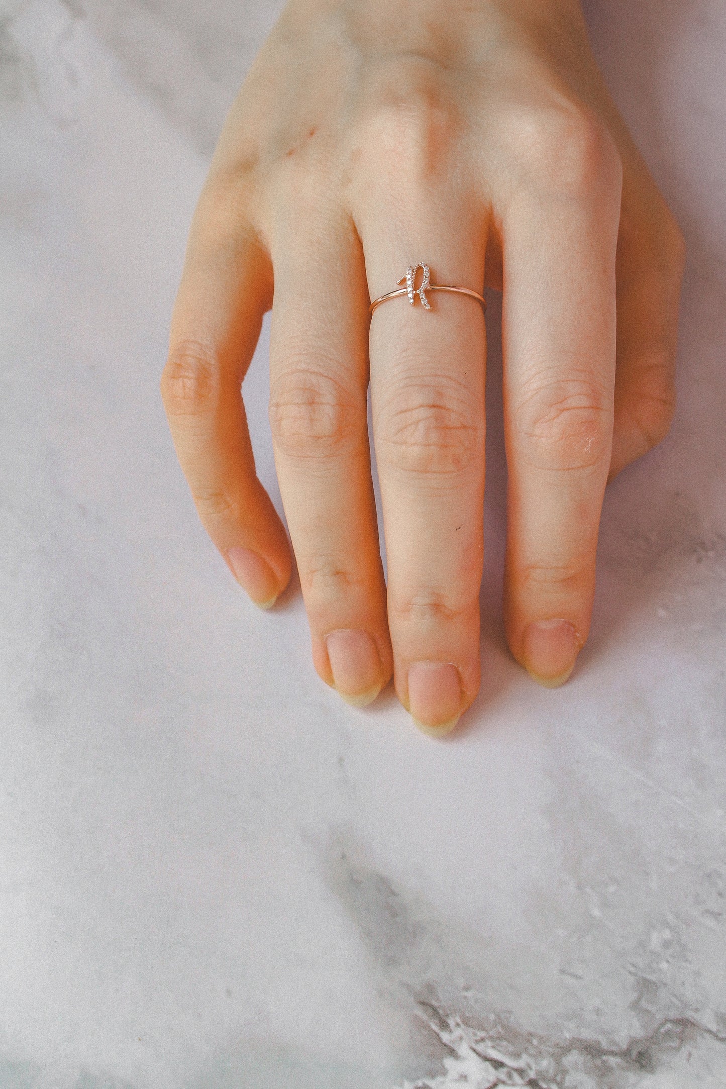 Audrey Diamond Initial Ring