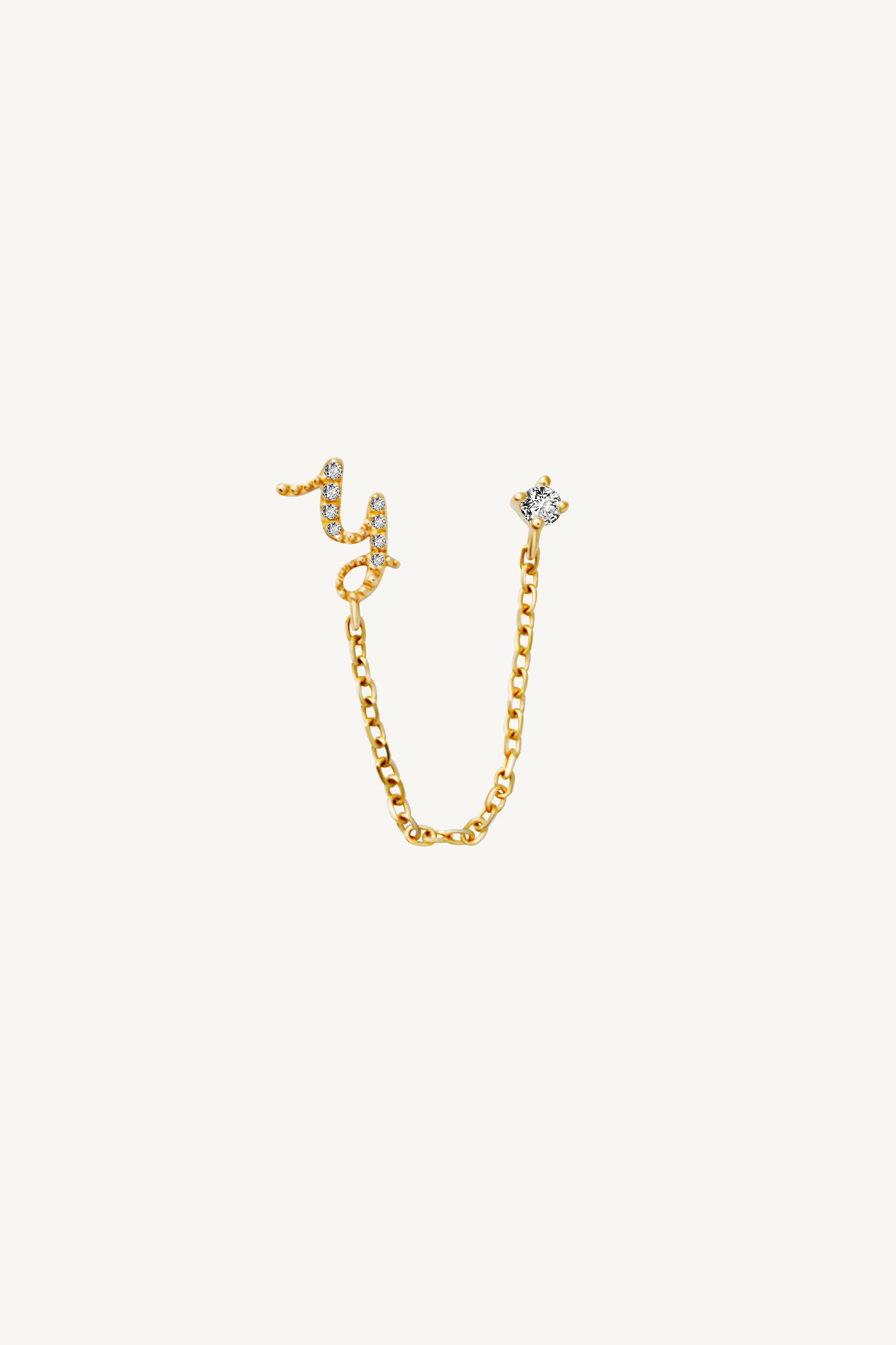 Audrey Diamond Initial Double Piercing Chain Earring