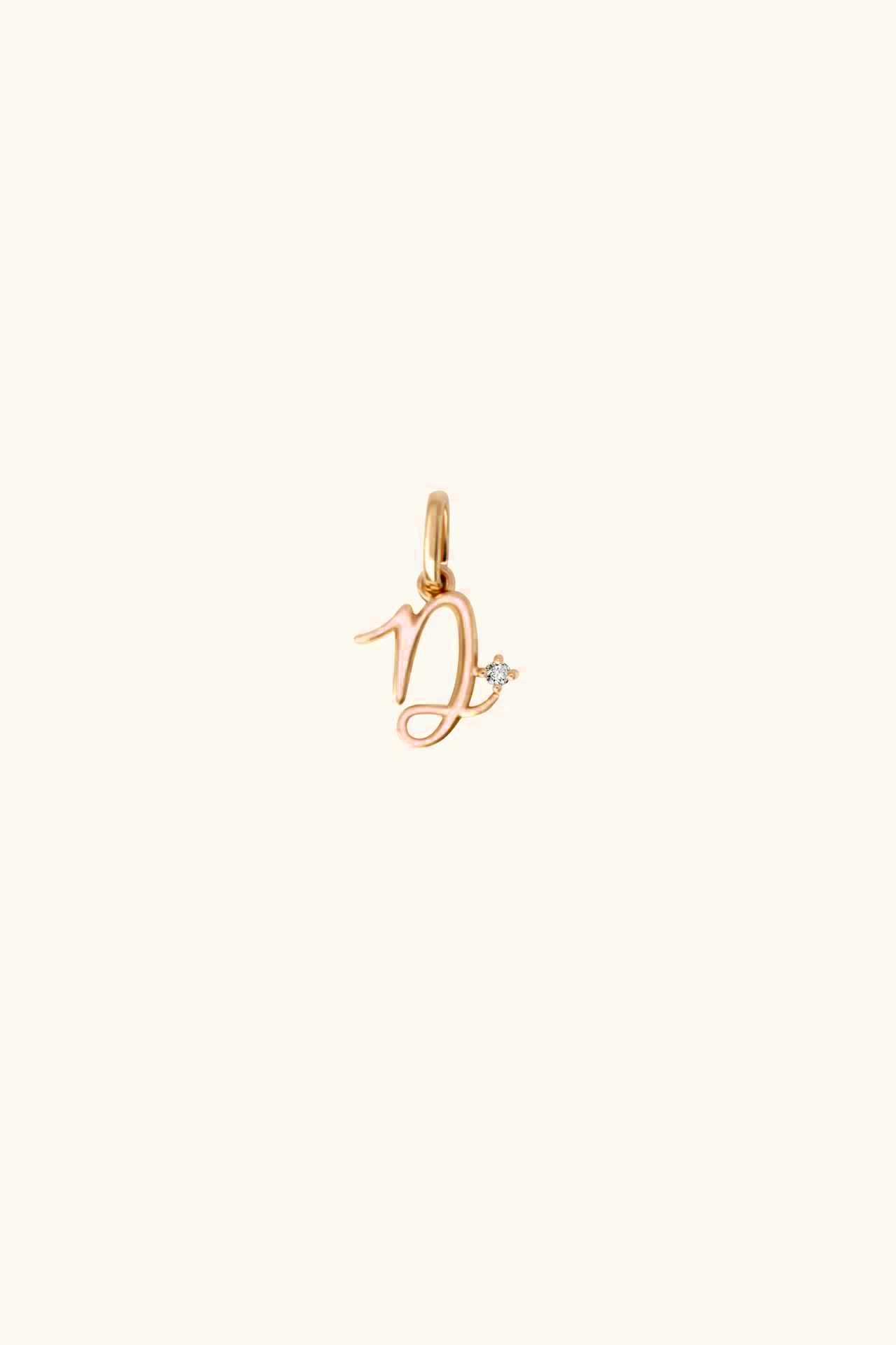 Audrey Gold Initial Pendant with Tiny Diamond (Medium)