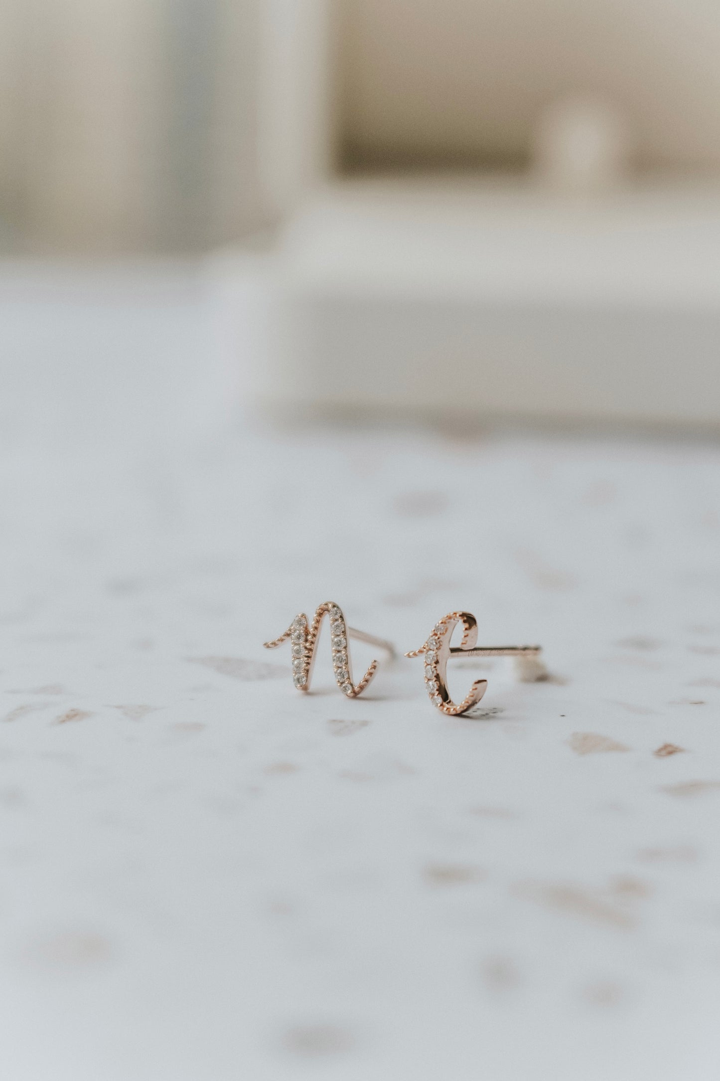 Audrey Diamond Initial Earring