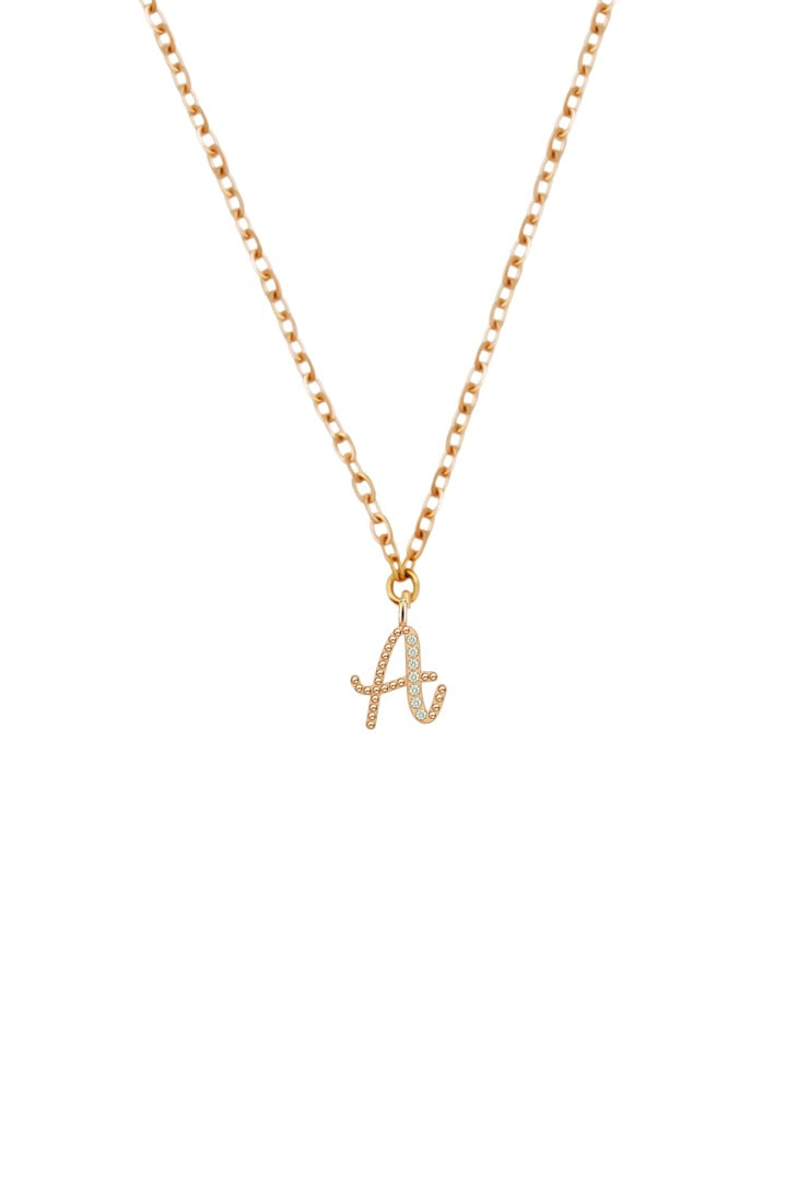 Audrey鑽石大寫字母項鍊（小號）