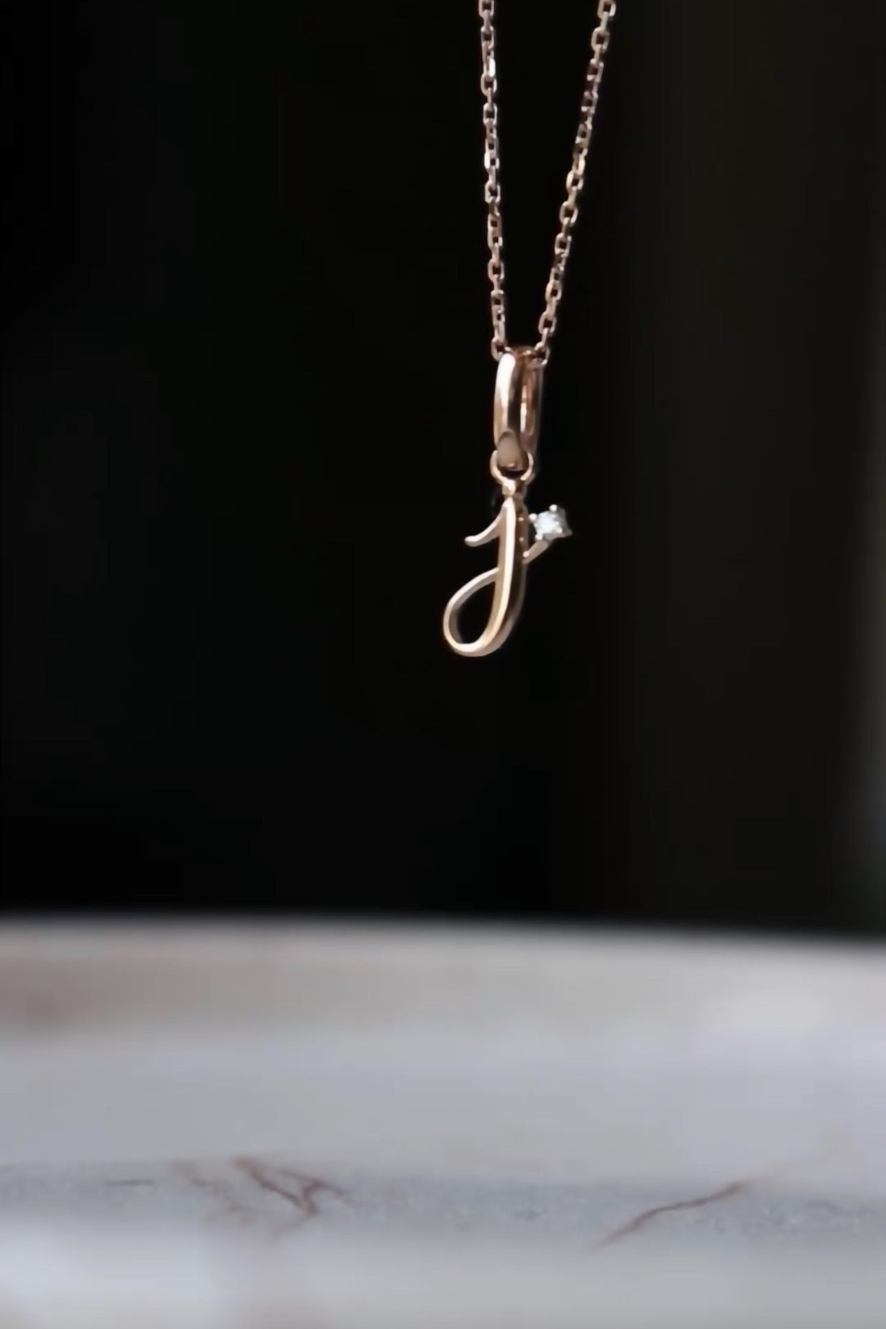Avery Gold Initial Pendant with Tiny Diamond (Medium)