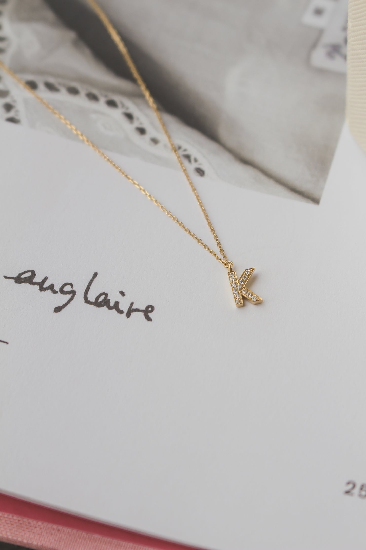 钻石方块字母项链