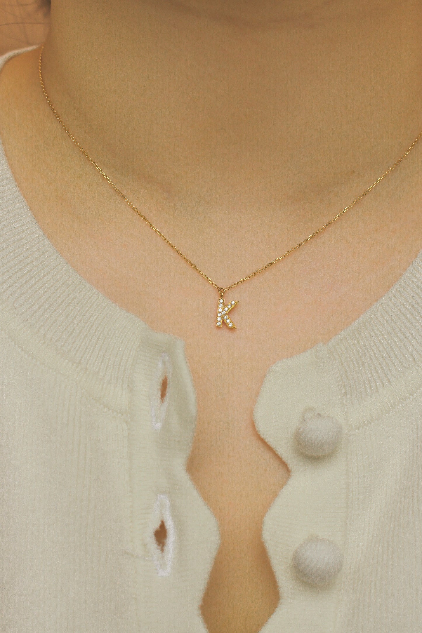 钻石方块字母项链