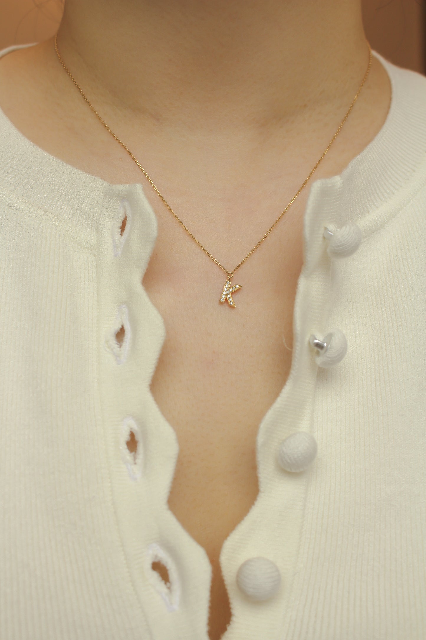 钻石方块字母项链