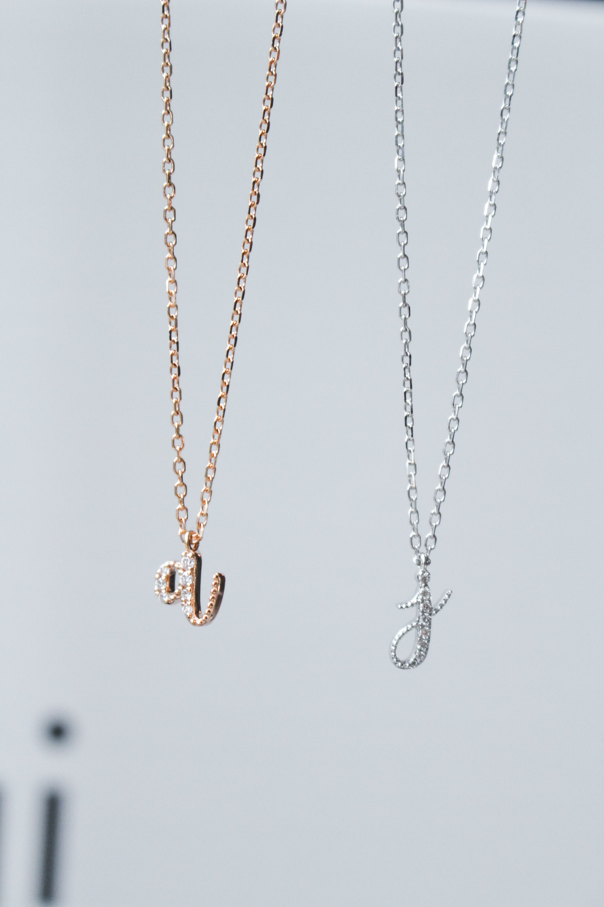 Small Diamond Initial Necklace Diamond Lowercase Initial Necklace