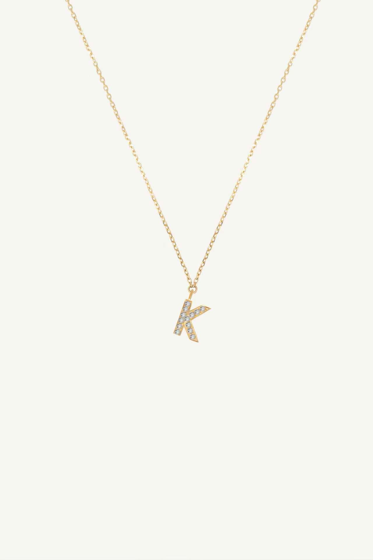 钻石方块字母项链