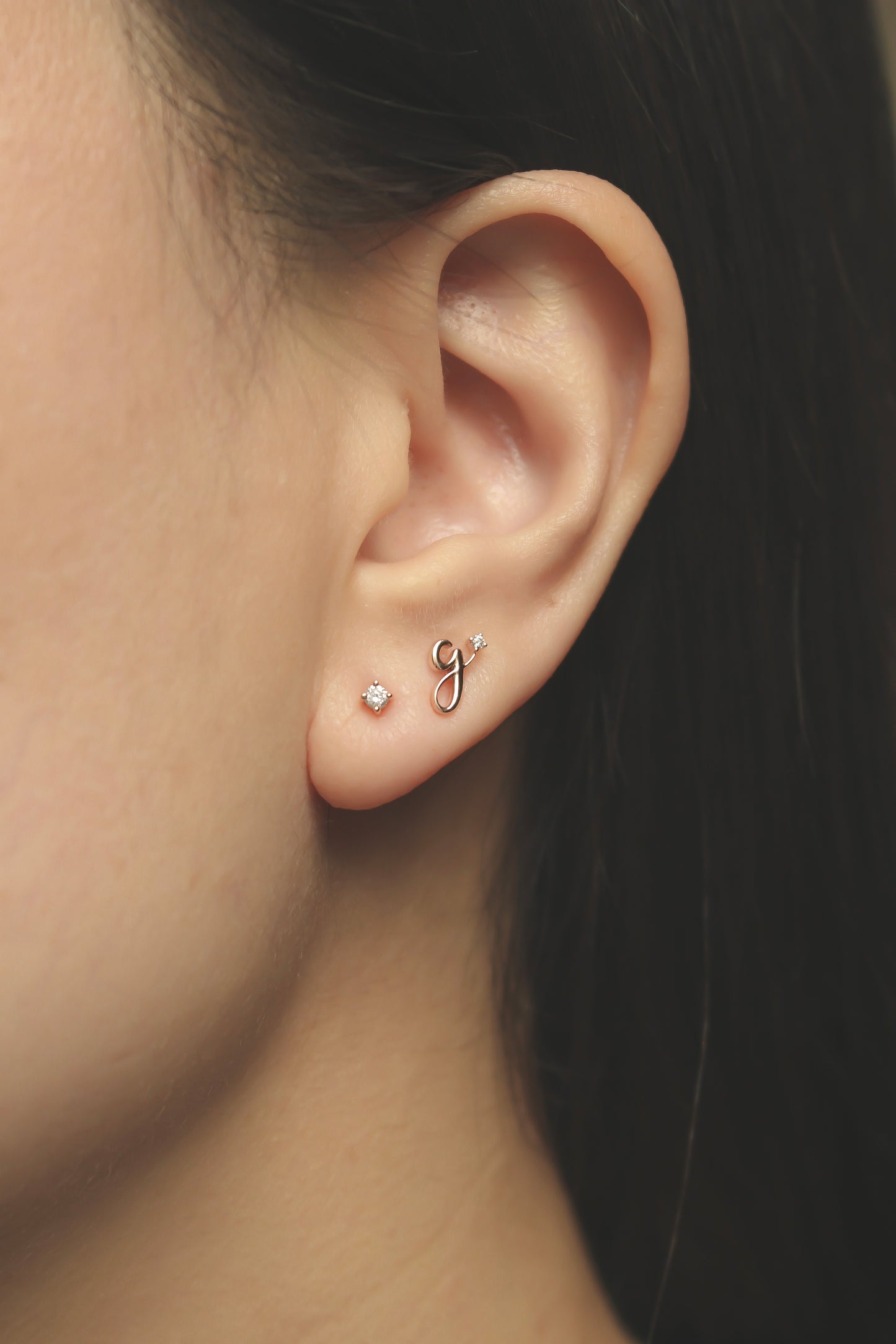 Avery Gold Initial Earring with Tiny Diamond