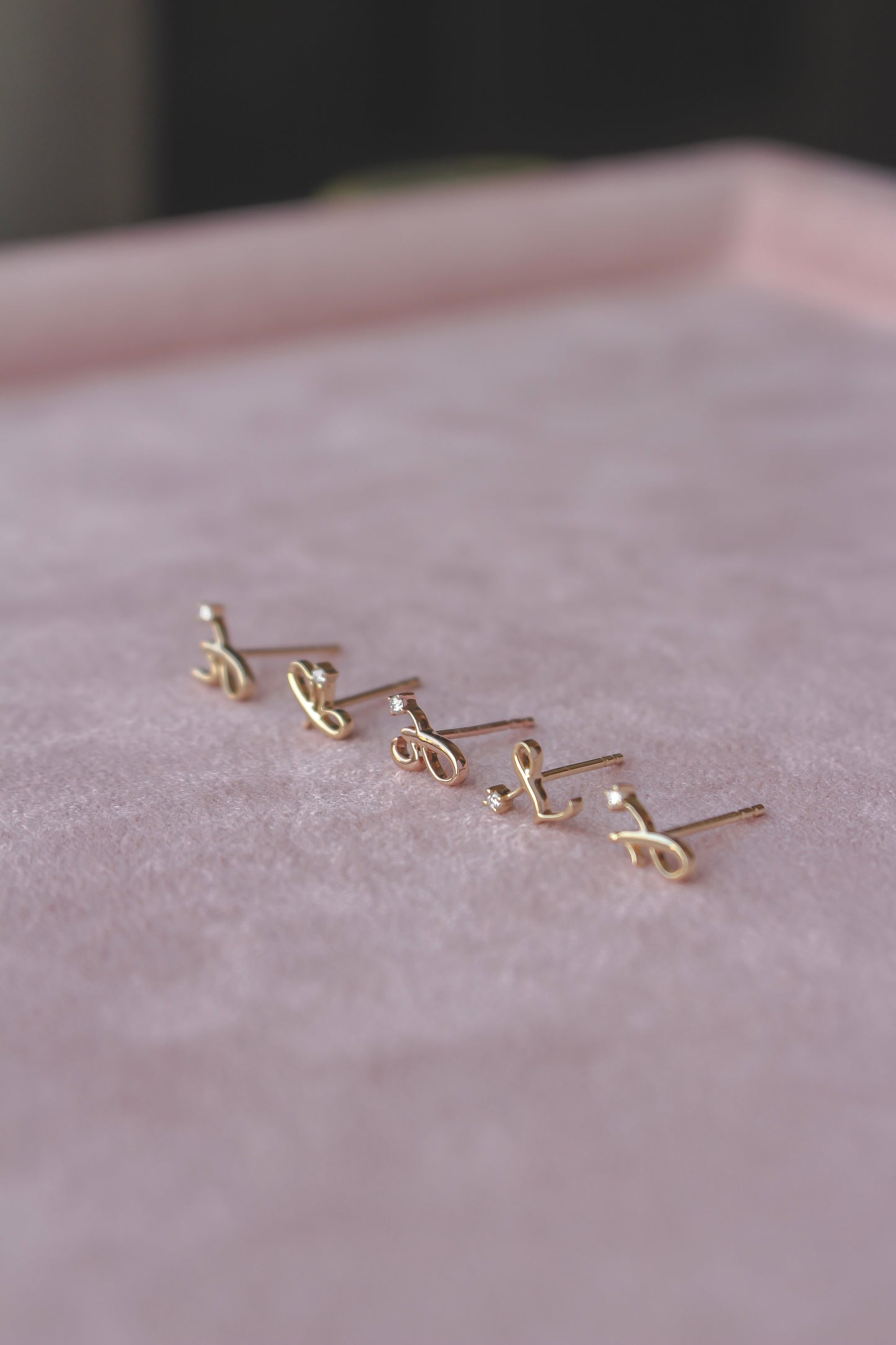 Audrey Gold Initial Earring with Tiny Diamond