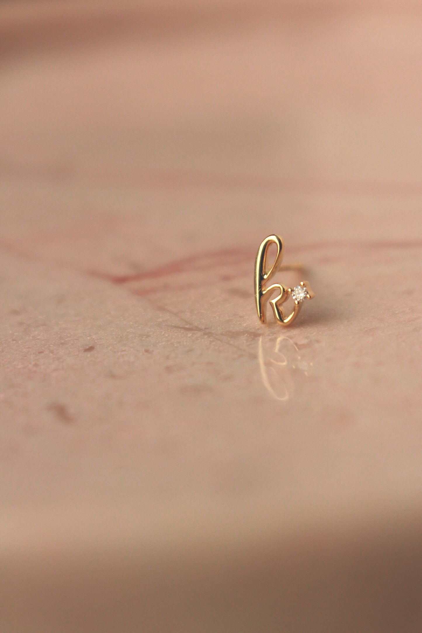 Avery Gold Initial Earring with Tiny Diamond