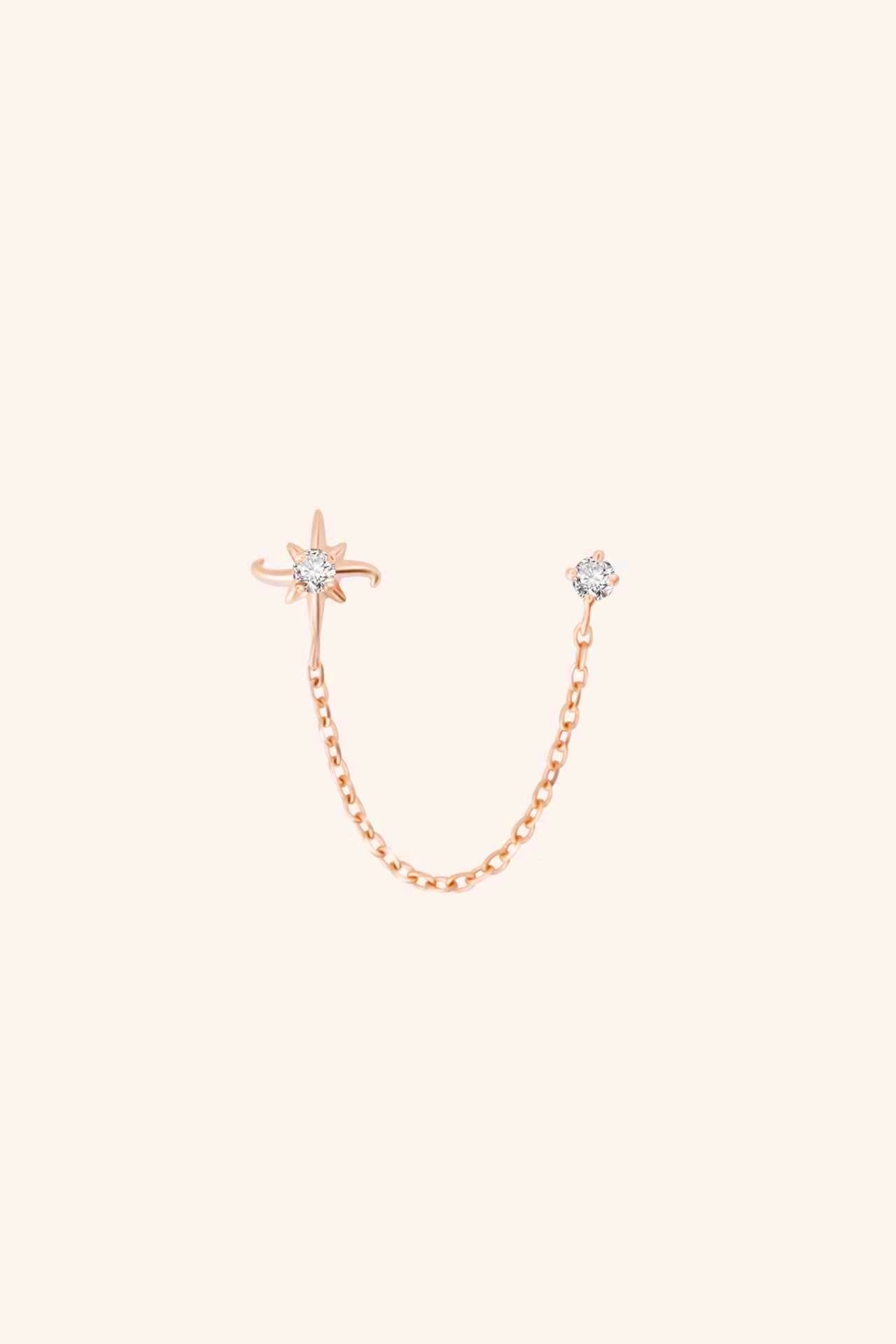 Haylie Étoile Double Piercing Chain Earring