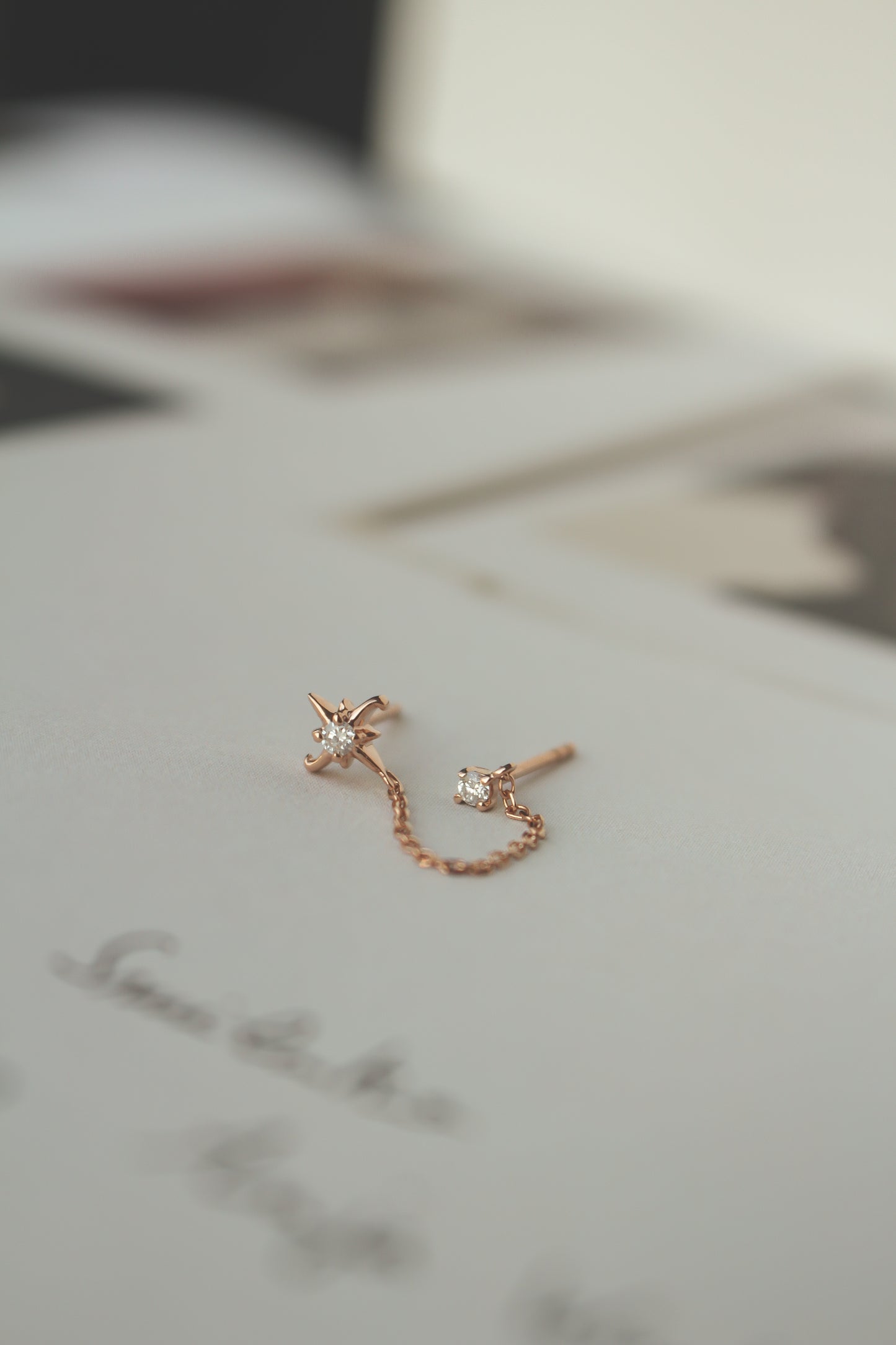 Haylie Étoile Double Piercing Chain Earring