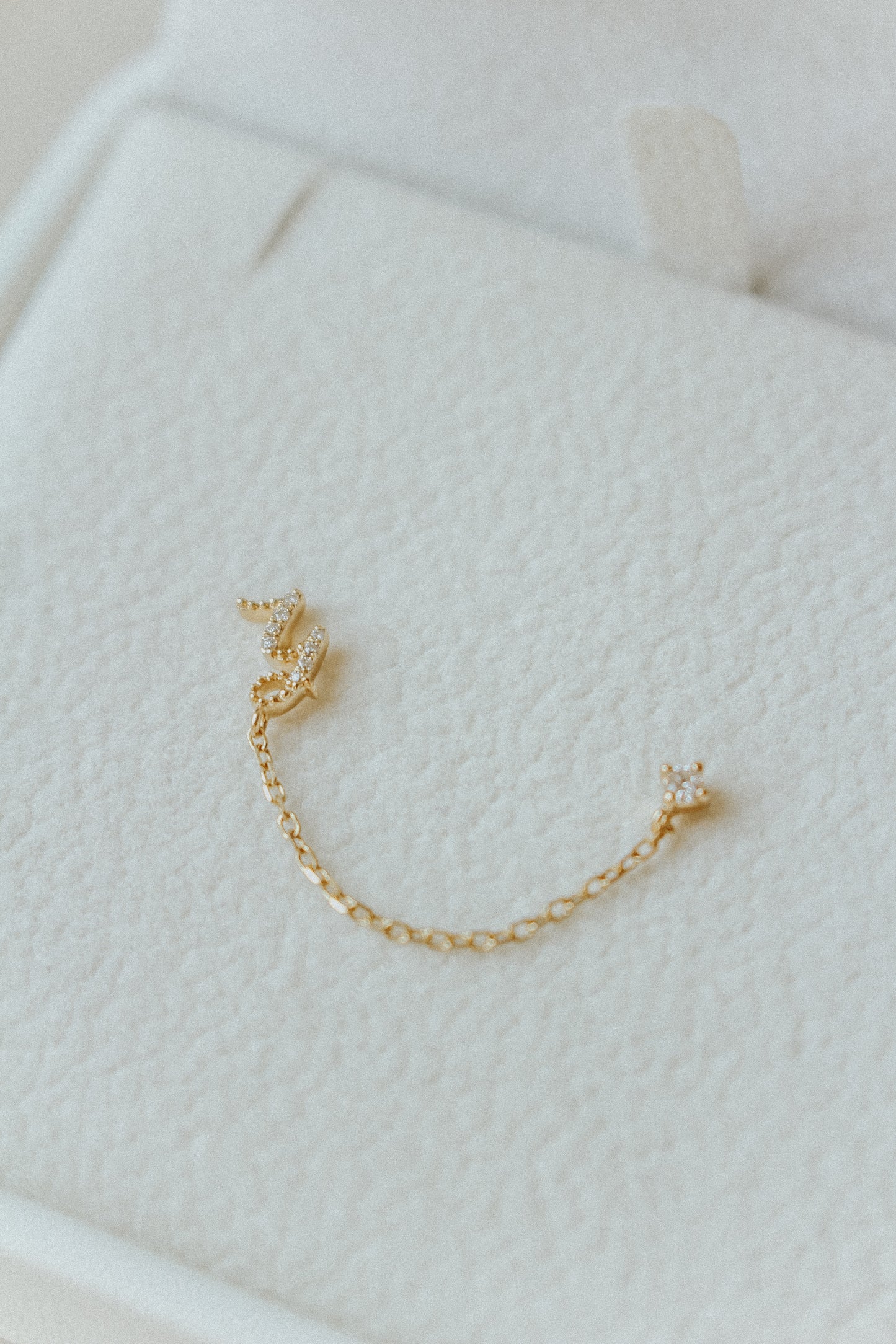 Audrey Diamond Initial Double Piercing Chain Earring