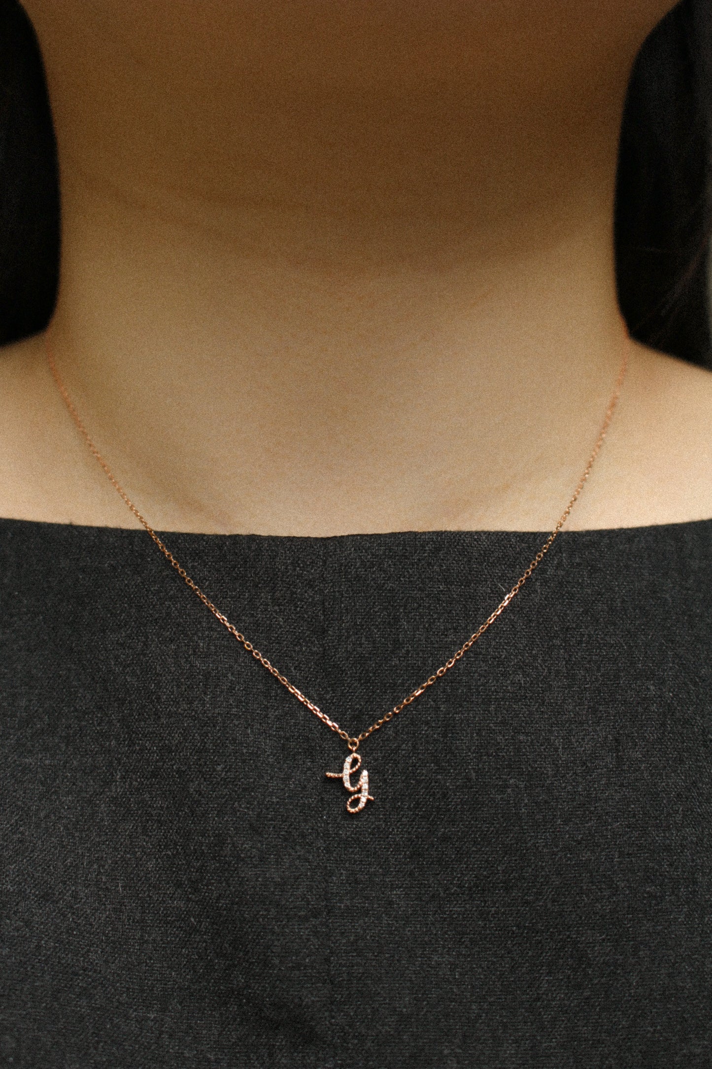Audrey Diamond Initial Necklace (Medium)