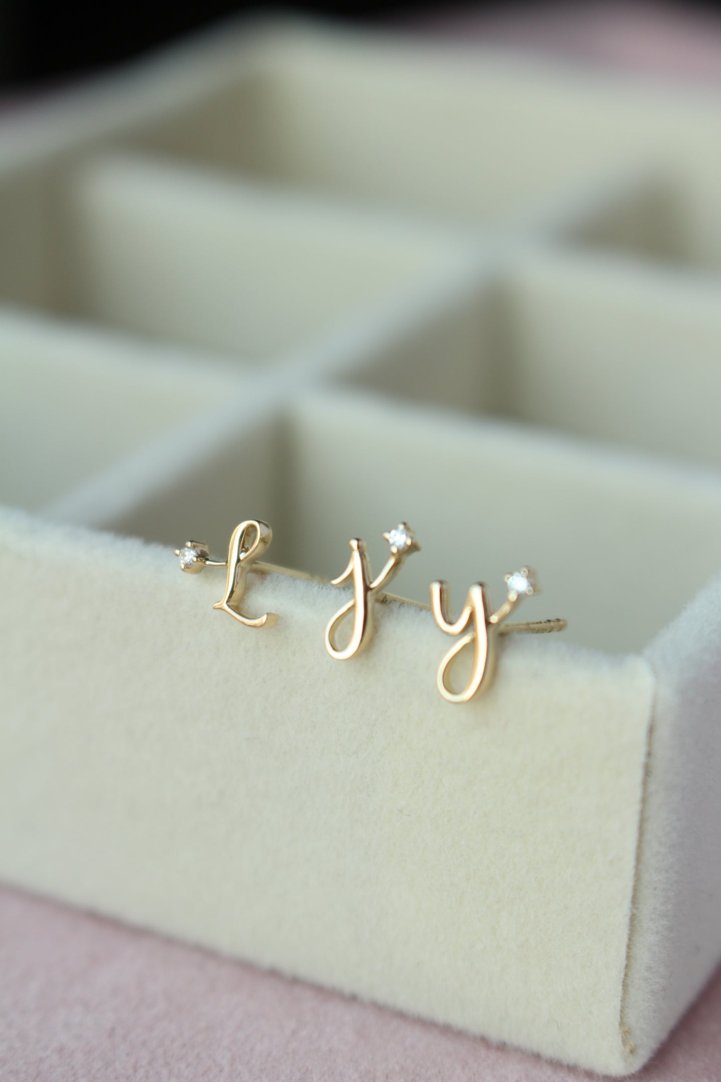 Audrey Gold Initial Earring with Tiny Diamond