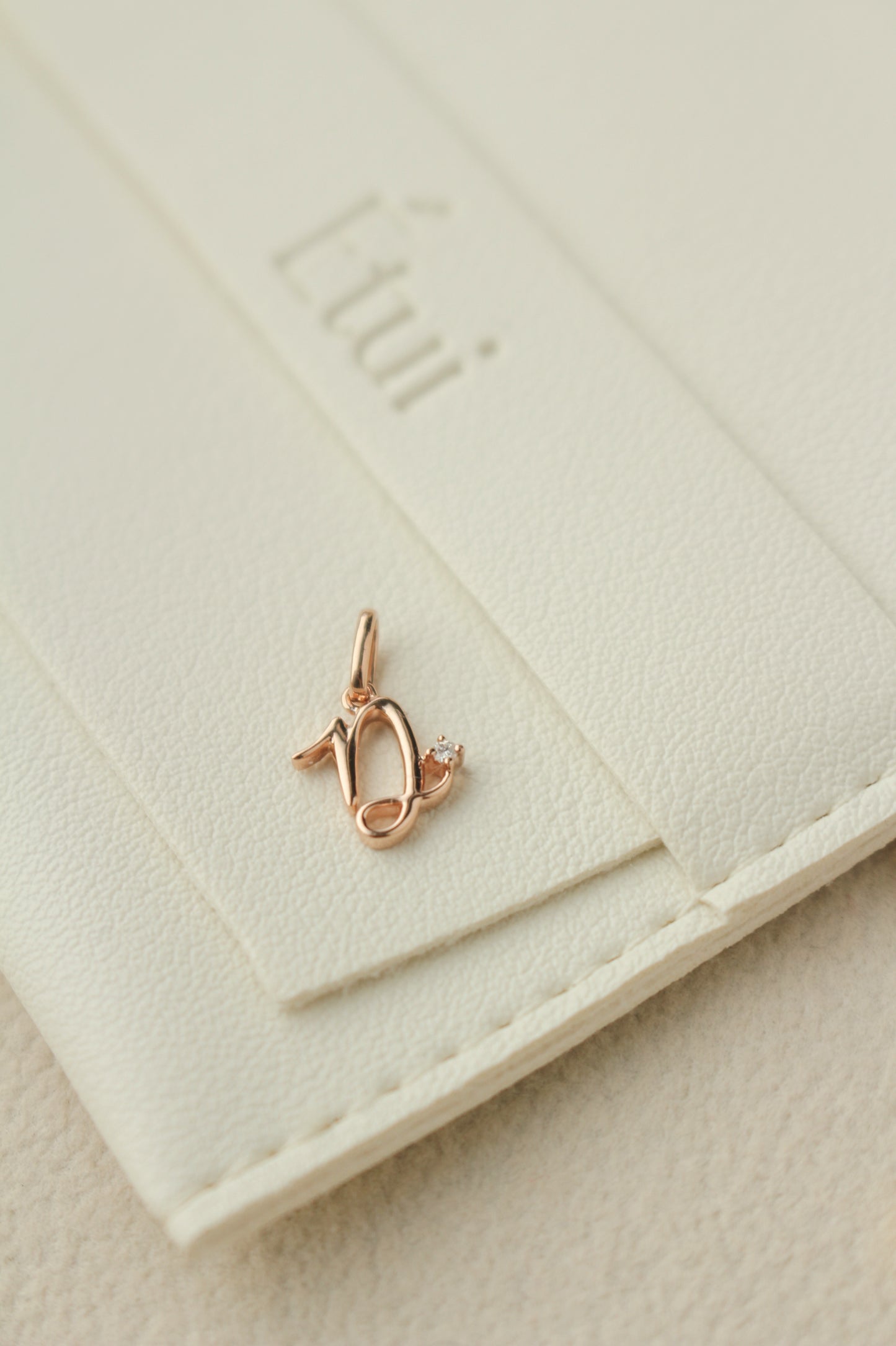 Audrey Gold Initial Pendant with Tiny Diamond (Medium)