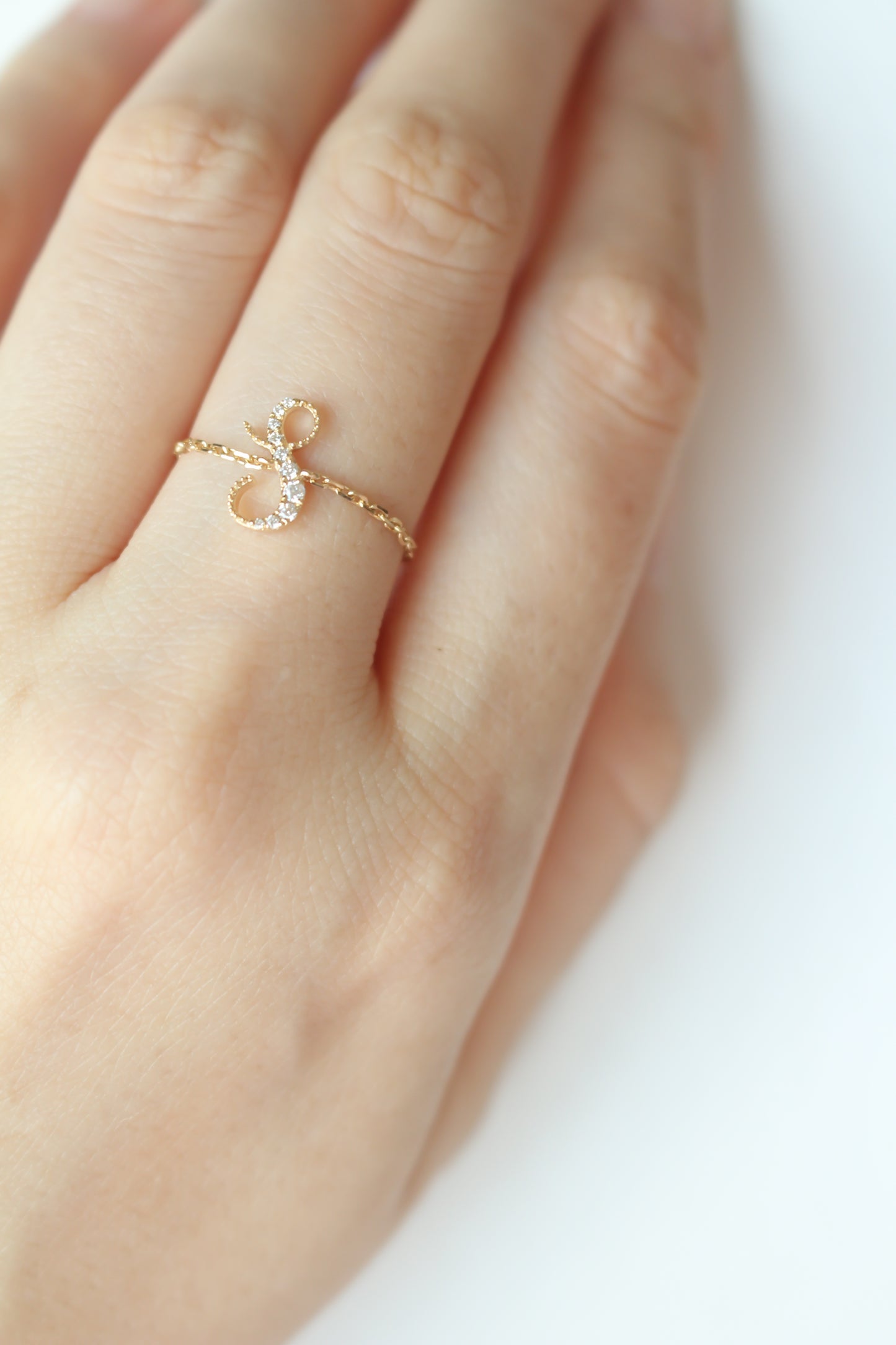 Audrey Diamond Initial Chain Ring