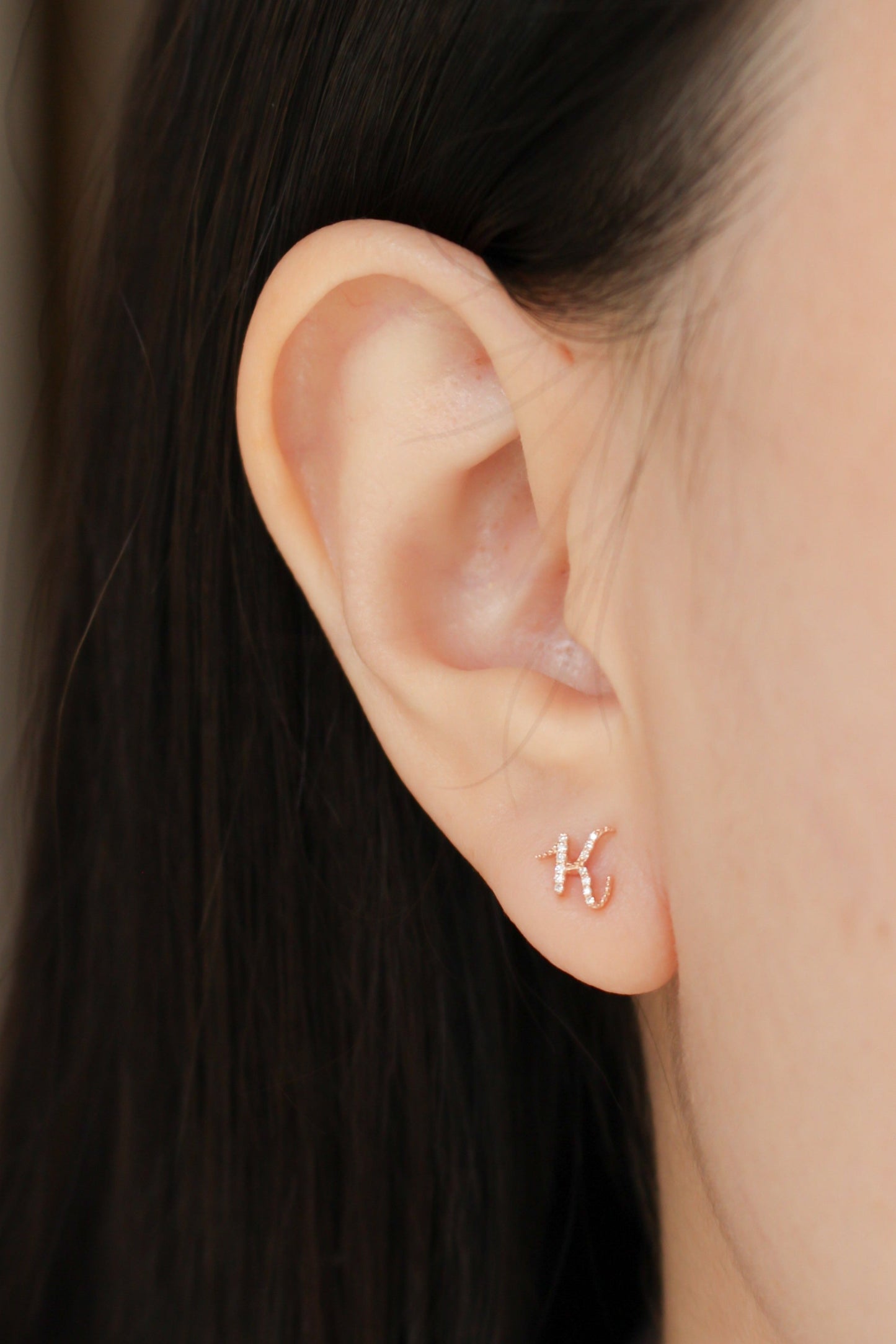 Audrey Diamond Initial Earring