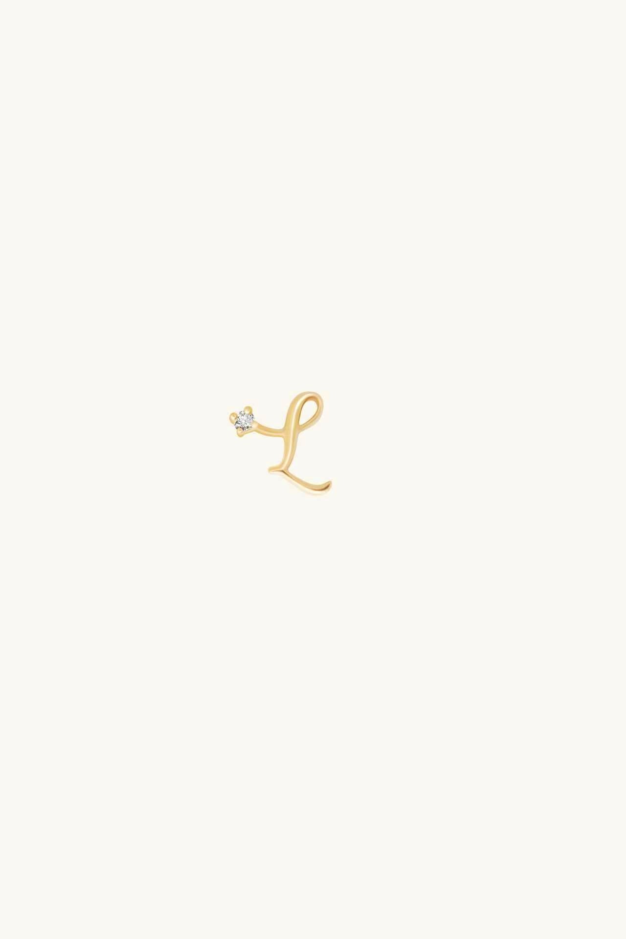Audrey Gold Initial Earring with Tiny Diamond