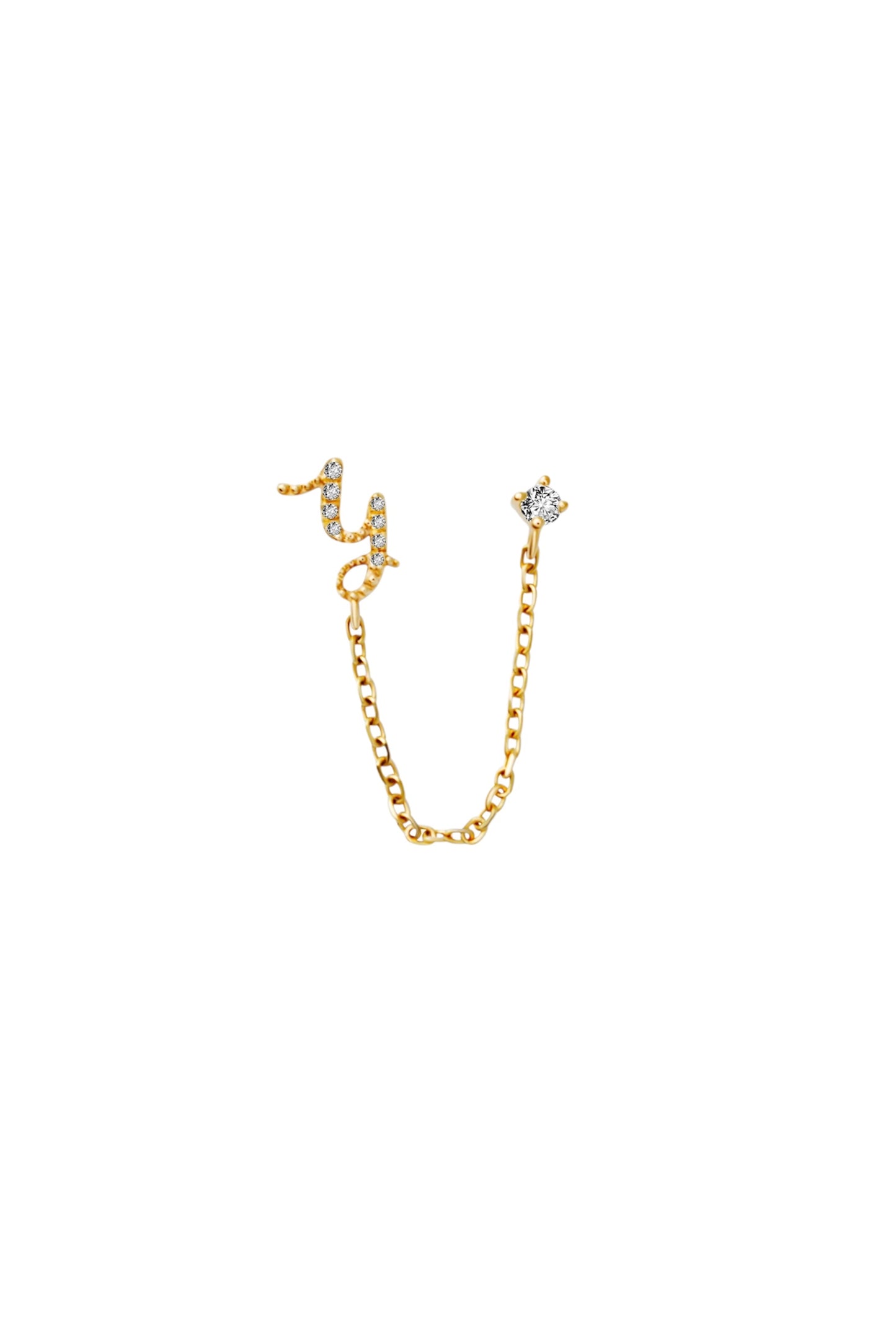 Audrey Diamond Initial Double Piercing Chain Earring