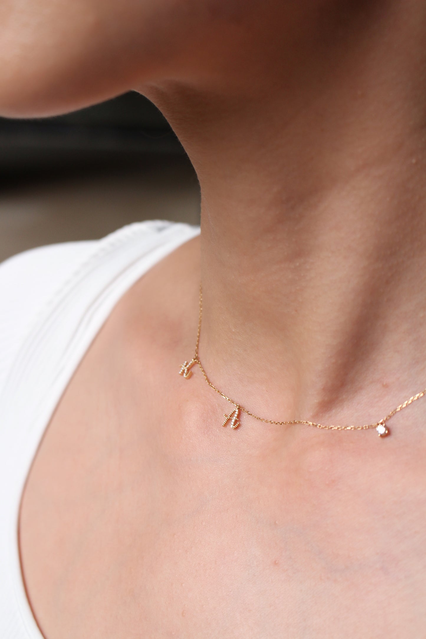 Étui Charms Necklace - The Audrey Diamond Mini Initial Charm